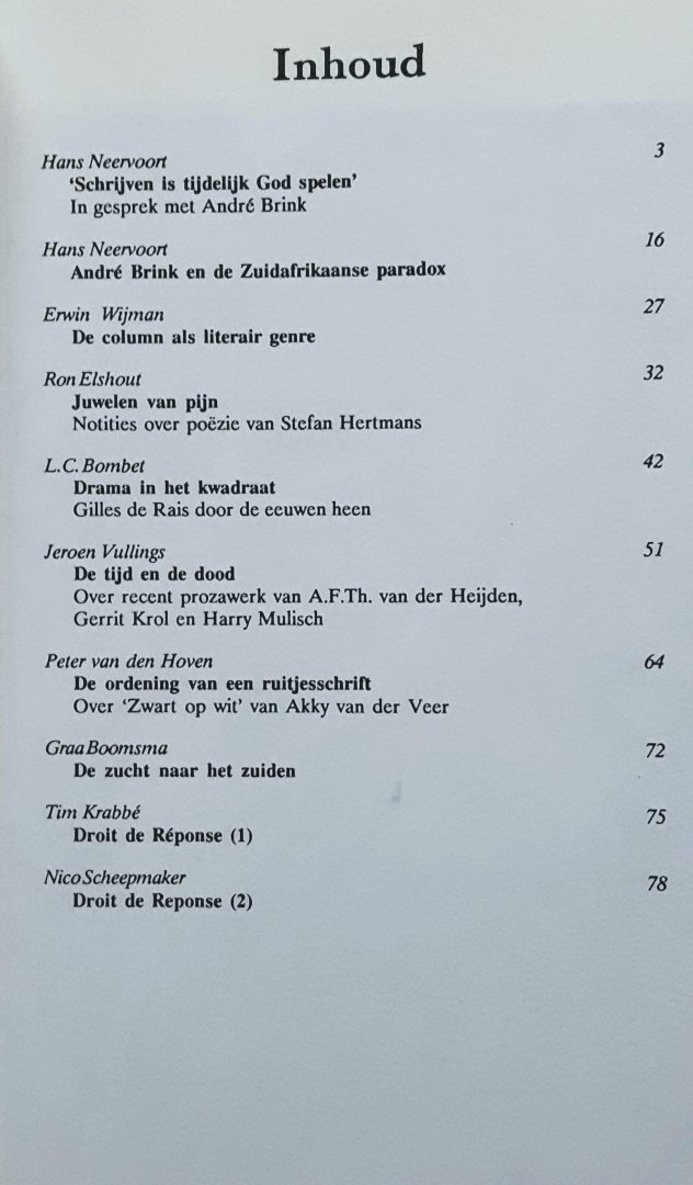 Redactie - Bzzlletin Jaargang 1988- 1989 nummer 164 André Brink