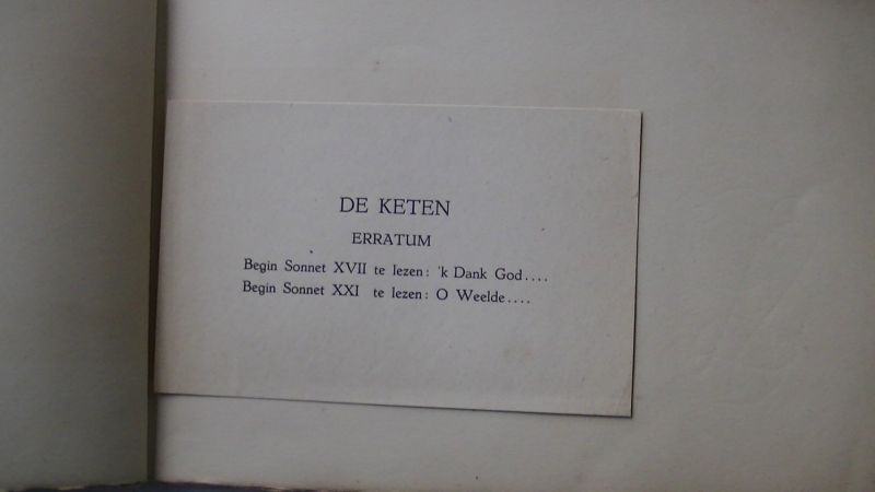 Dideriksz, Jan (=Jan Jacob Thomson). - De keten - Sonnetten door jan dideriksz