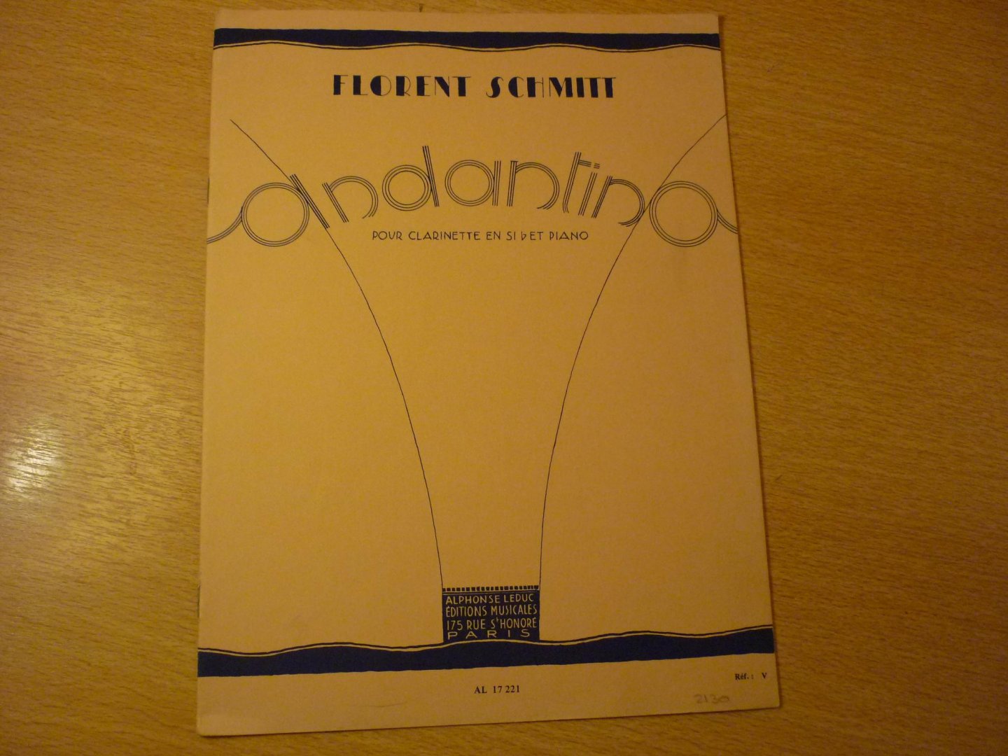 Schmitt; Florent - Andantino; pour clarinette en Si b et Piano; Op. 30. No. 1
