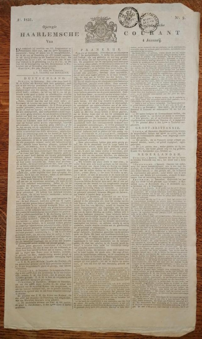 Anoniem - Opregte Haarlemsche Courant No. 2 - 4 januari 1831