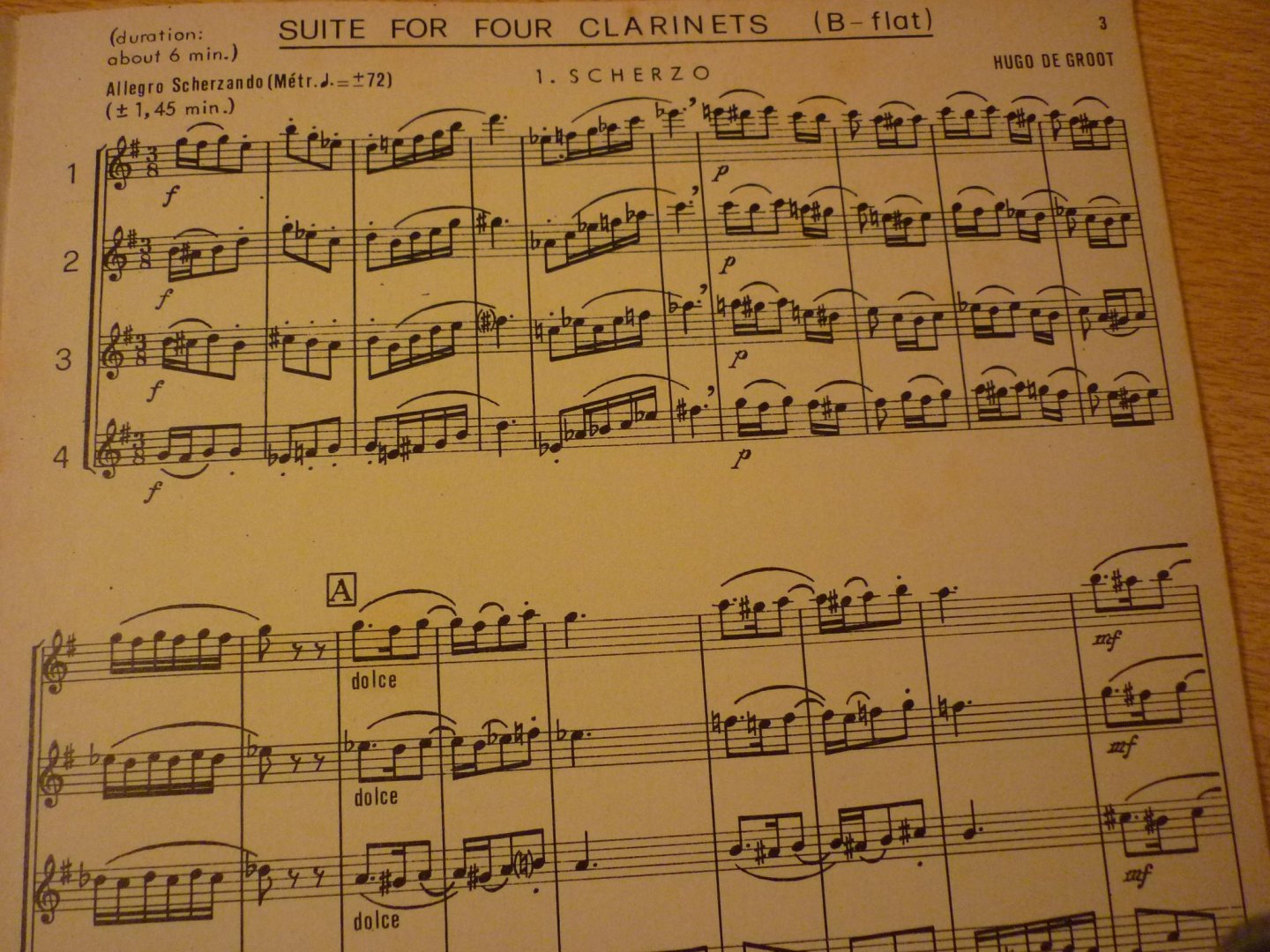 Groot; Hugo de - Suite for 4 Clarinets (B-flat)
