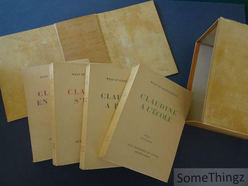 Willy et Colette Willy / Christian Berard (ills.) - Claudine à l'école.- Claudine à Paris.- Claudine en ménage.- Claudine s'en va. [4 volumes avec emboîtage orig.]