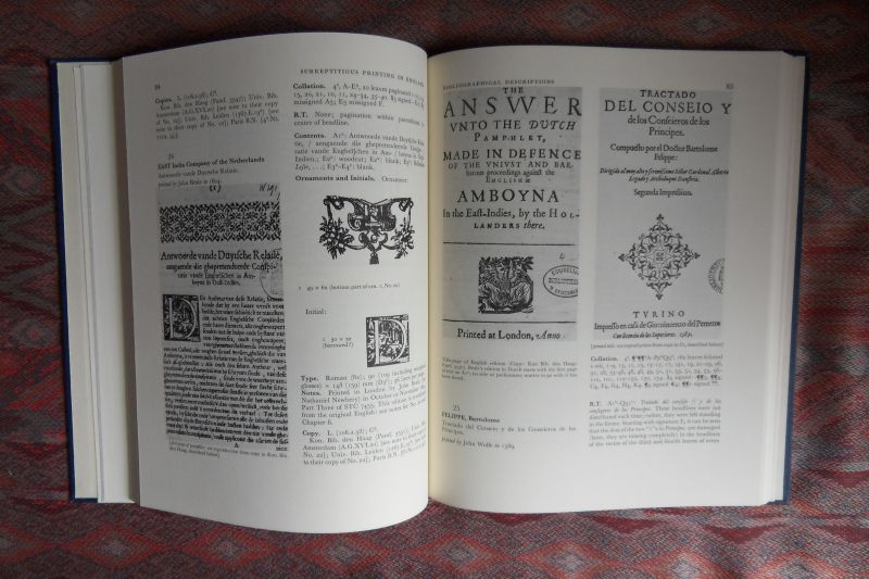 Woodfield, Denis B. - Surreptitious Printing in England 1550 - 1640. [ vertaling: heimelijk drukwerk in Engeland van 1550 tot 1640 ].