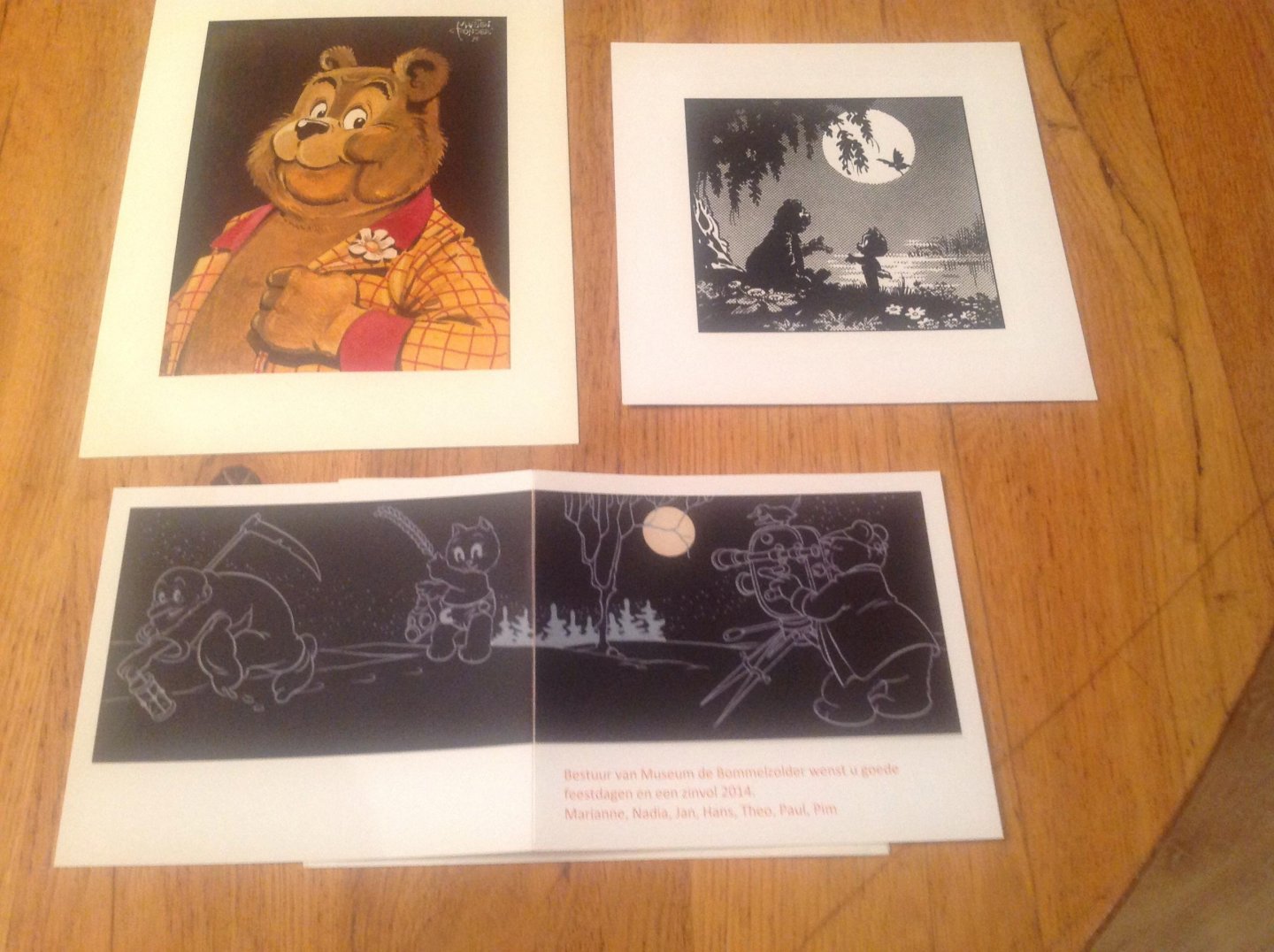 Marten Toonder - Zeefdrukprent Bommel en Poes en twee aparte kaarten