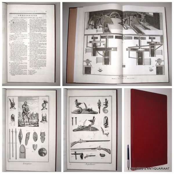 DIDEROT & D'ALEMBERT, - Armurier (2 planches), Arquebusier (6 planches), Art militaire (38 planches), Artificier (7 planches).