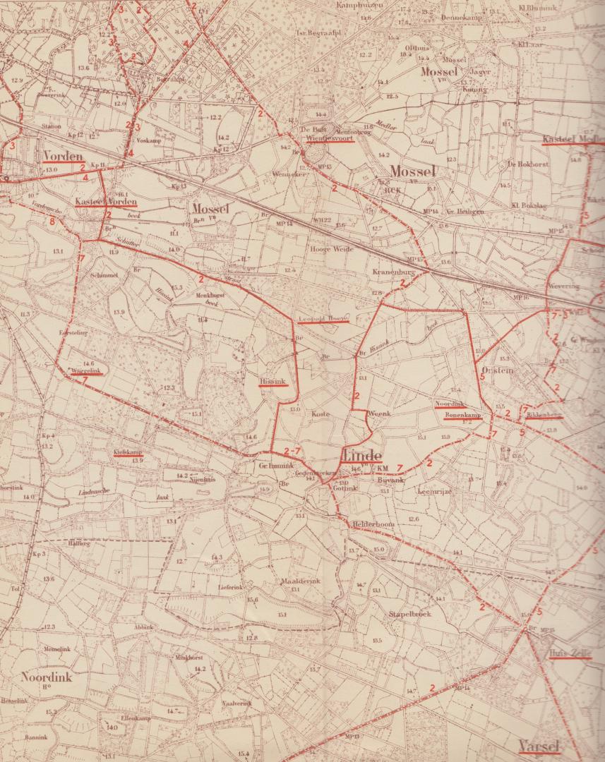 topografische dienst 1935 - Wandelkaart voor den Gelderschen Achterhoek in 4 bladen behoorende bij de bondsuitgave "Wandelingen in den Gelderschen Achterhoek"