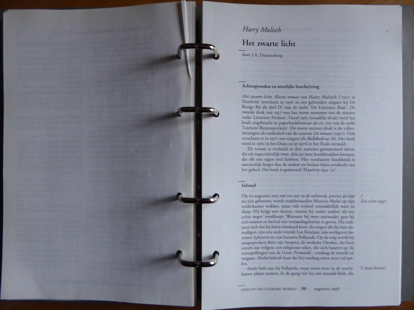Mulisch, Harry / Dautzenberg, J.A. - Harry Mulisch - Het zwarte licht (uit: Lexicon van Literaire Werken)