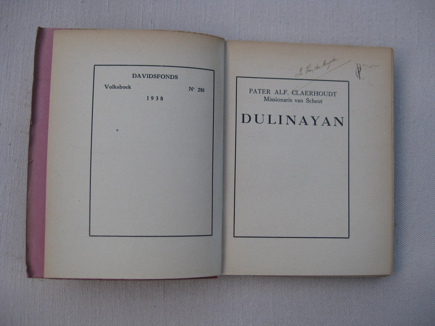 Claerhoudt, Pater Alfons - Dulinayan.