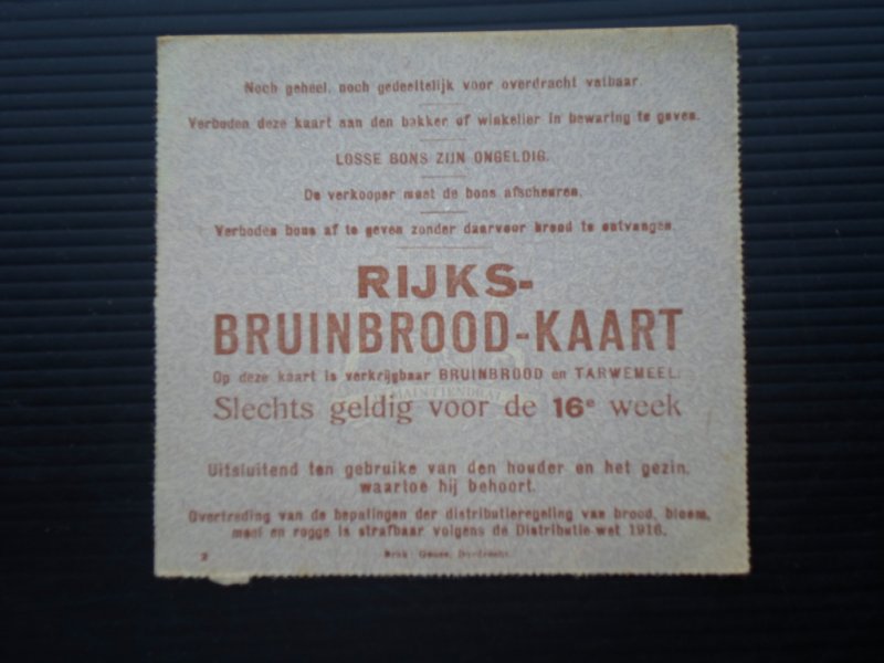  - Distributiebon Rijksbruinbrood-kaart