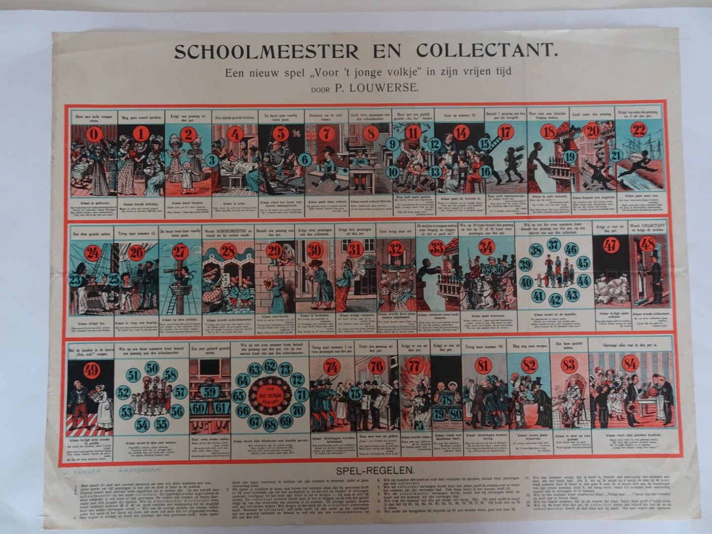 Louwerse, P.. - Schoolmeester en collectant. Een nieuw spel "Voor 't jonge volkje" in zijn vrijen tijd.