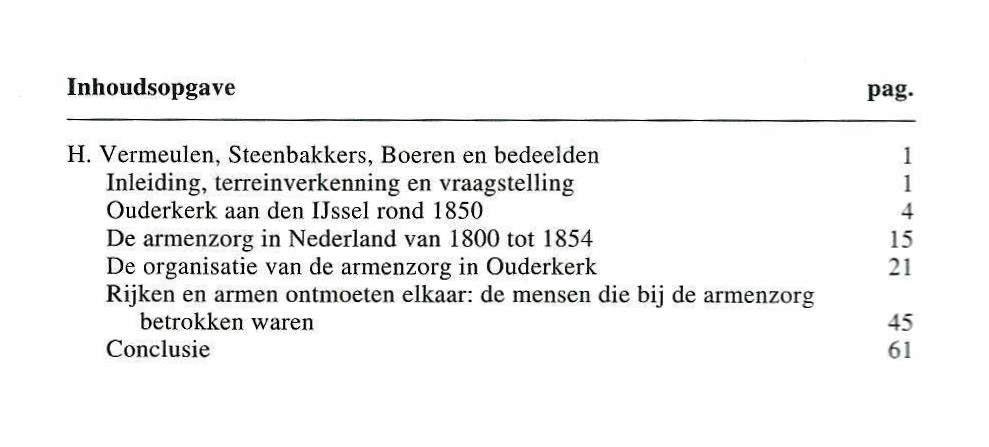 Vermeulen, H. - Steenbakkers, boeren en bedeelden : de armenzorg in Ouderkerk aan den IJssel rond het midden van de negentiende eeuw