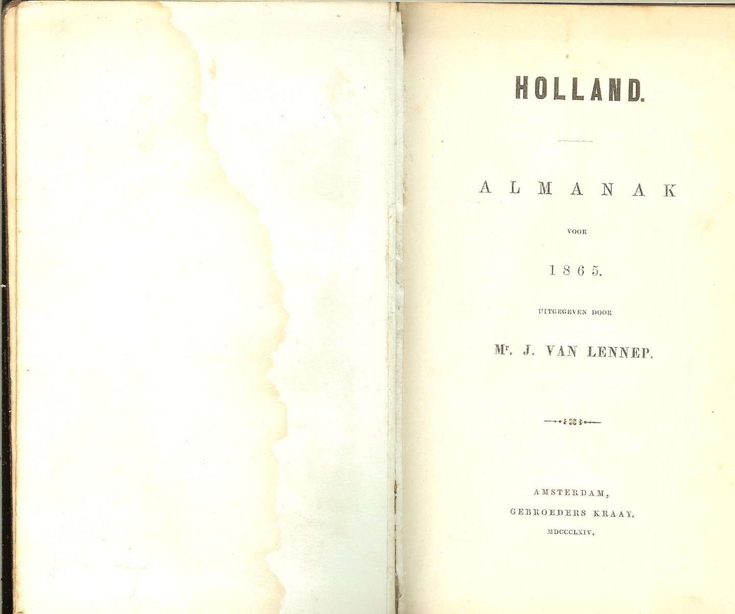 Mr.J.van.LENNEP - HOLLAND.ALMANAK voor 1865 met mooie gravures