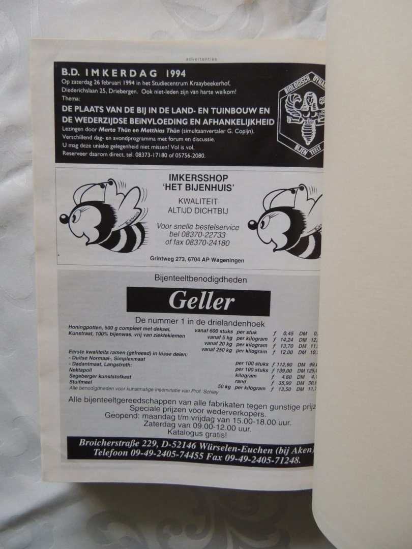 Beetsma, J. (redactie) - Bijen. Maandblad voor imkers. Jaargang 1, 1992.  Jaargang 2,  1993. COMPLEET