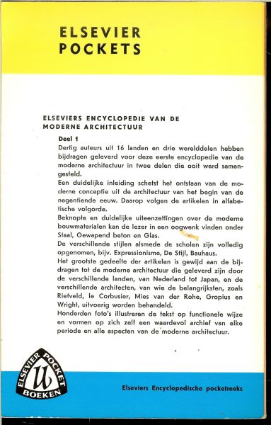 Hatje, Gerd met inleiding van W. Pehnt met 438 afbeeldingen en uit het duits vertaald en bewerkt door J. Kips - Elsevier encyclopedie van de moderne architectuur deel 1 A - I