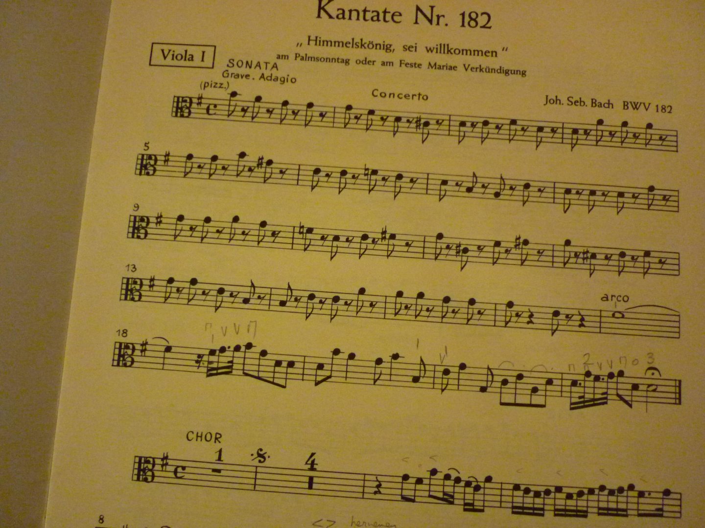 Bach; J.S. - Kantate Nr. 182 "Himmelskonig, sei willkommen"; BWV 182; Aparte boeken voor; Flote / Blockflote; 3 x Violine; 2 x Violoncello und Kontrabass; Urtextausgabe: 2 x Viola I en 2 x Viola II