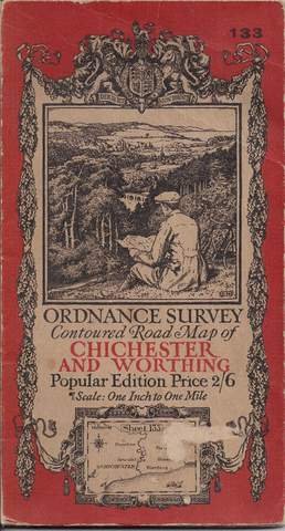  - ORDNANCE SURVEY CONTOURED ROAD MAP OF CHICHESTER AND WORTHING