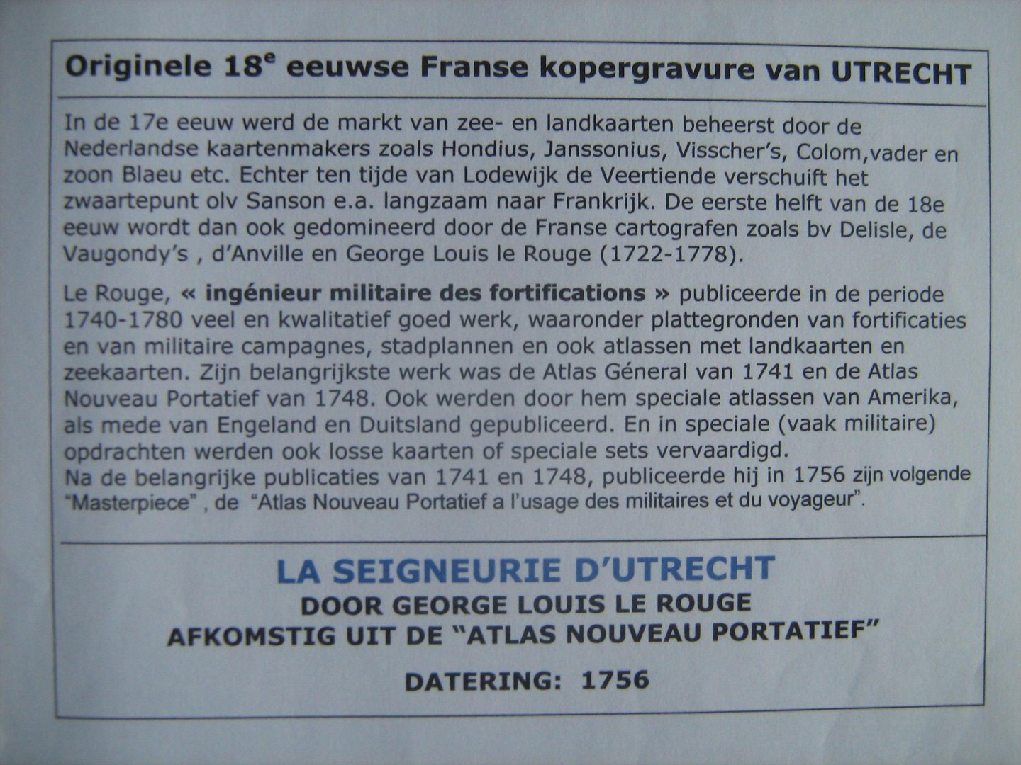  - UTRECHT - 18e eeuws - Franse kopegravure van Utrecht - 1756