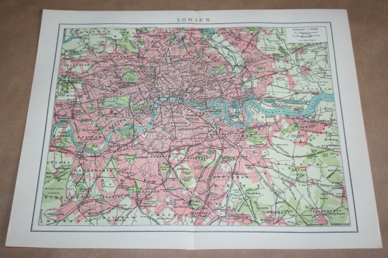  - Oude kaart/ plattegrond - Londen  - circa 1905