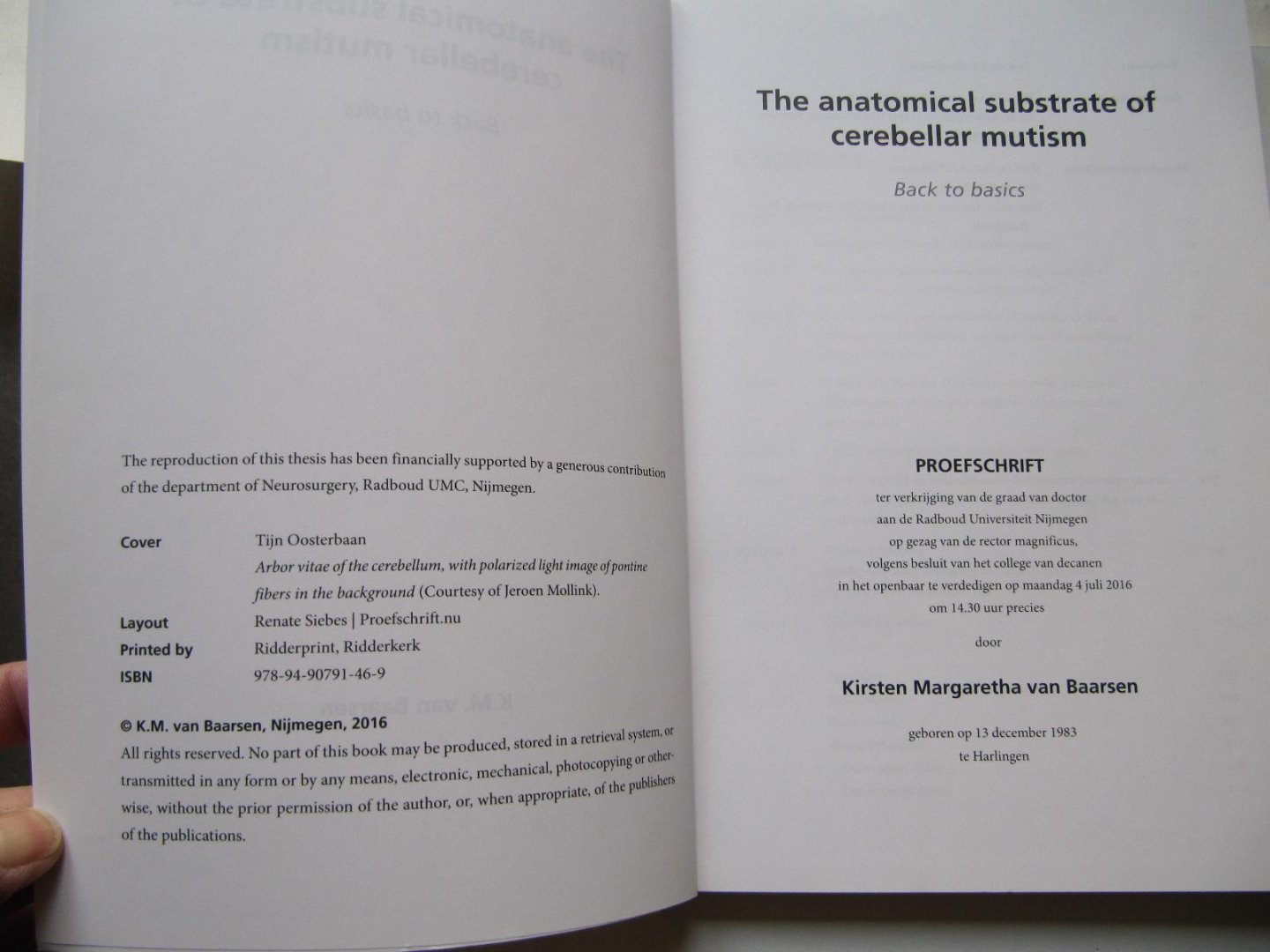K.M. van Baarsen - The anatomical substrate of cerebellar mutism - Back to basics