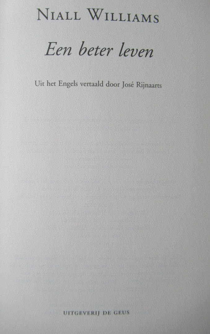 Williams, Niall - Hemelse muziek - Een beter leven