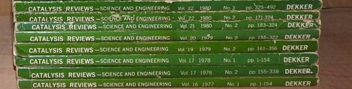  - Catalysis reviews - science and engineering. Volume 1.2.3.4.5.6.7.8.9.10.15.28.29.30.31.32.33  COMPLEET