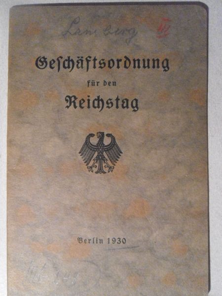 Sittenfeld,J - Geschäftsordnung für den Reichstag