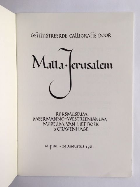 Ekkart, Rudolf E.O. - Geïllustreerde calligrafie door Malla Jerusalem
