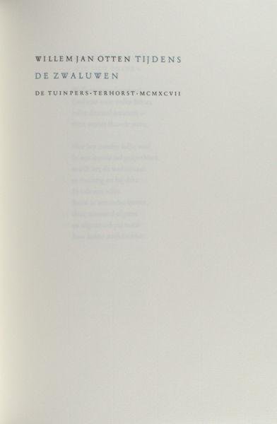 Otten, Willem Jan. - Tijdens de zwaluwen.