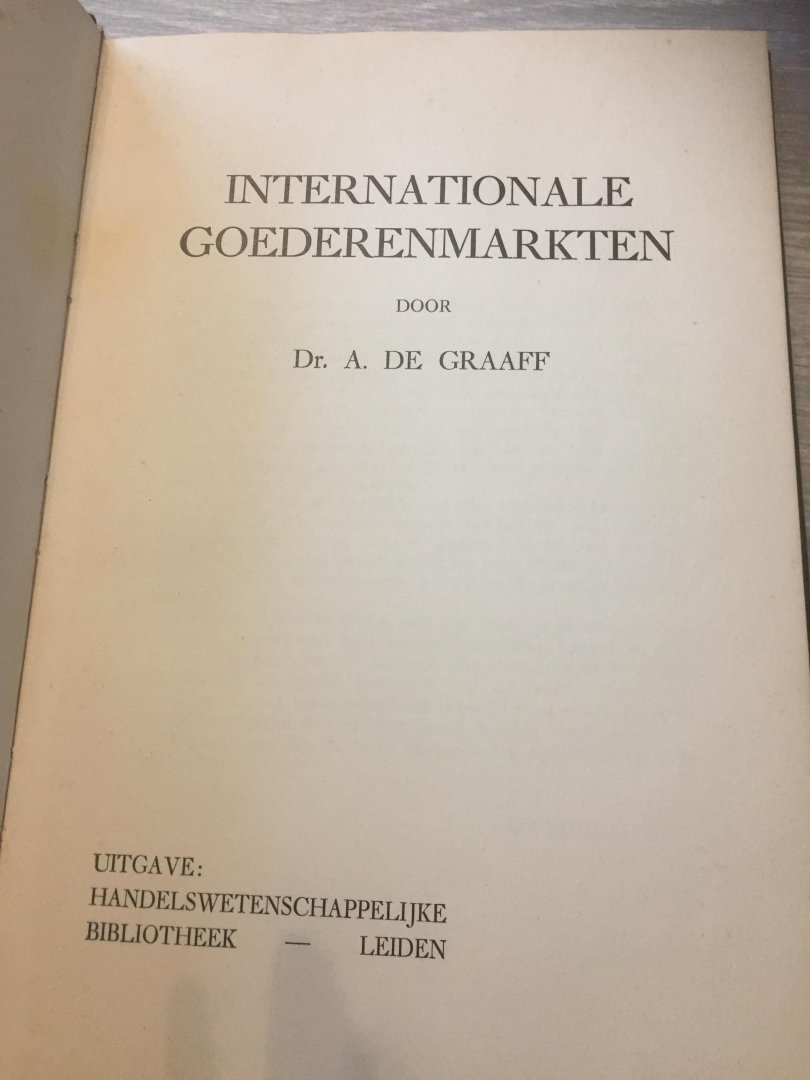 De Graaff - Internationale goederenmarkten