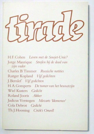Kopland, Rutger, H.F. Cohen, Jorge Manrique, Wiel Kusters, Charles B. Timmer, Th.J. Hooning, e.a. - Tirade 272/273