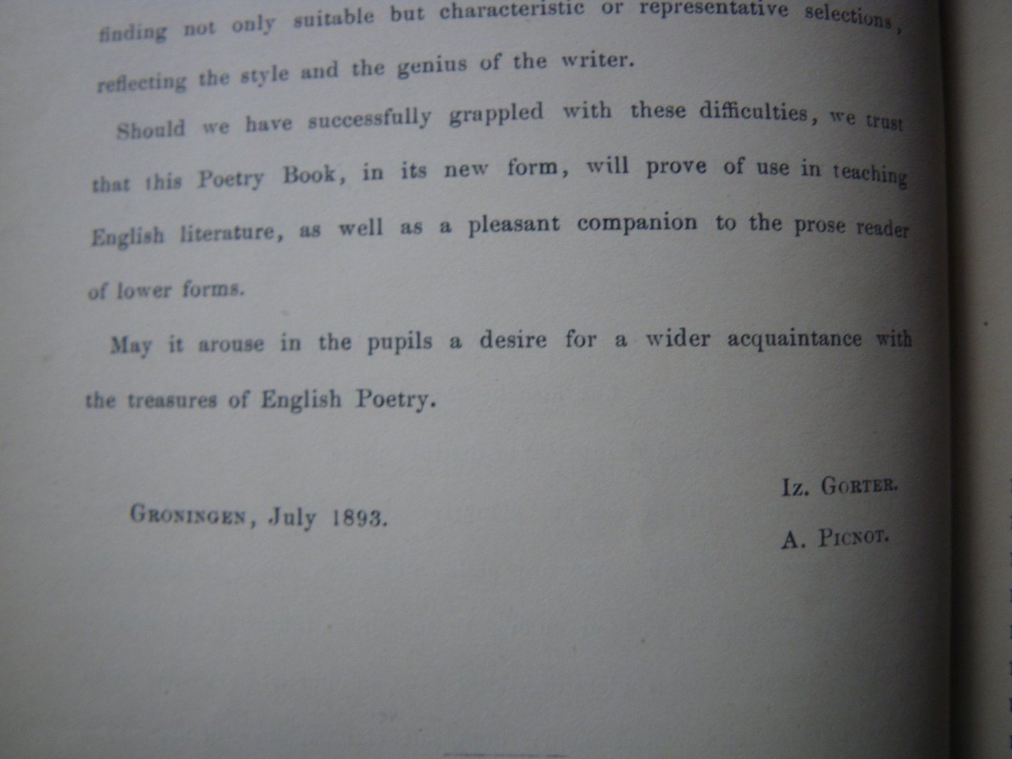 Gorter, Iz. - A. Picnot - Hoeksema's Gleanings from english poetry Groningen 1893 !!