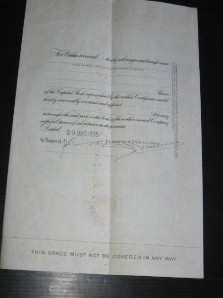 Certificaat - New York, Ontario & Western Railway