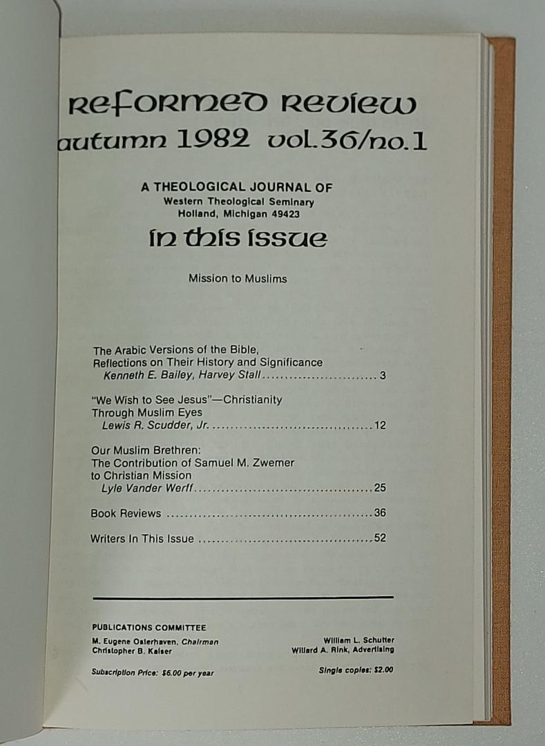 Osterhaven, M.E. - Reformed Review Volume 36 (1982/1983)