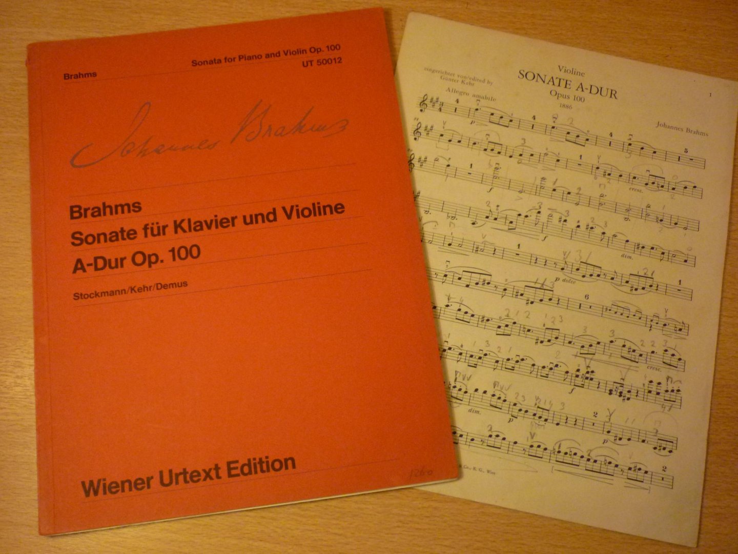Brahms; Johannes (1833 – 1897) - Sonate für Klavier und Violine A-Dur op. 100; Nach dem Originaldruck (Urtextausgabe) (Urtext); Redactie: Bernhard Stockmann
