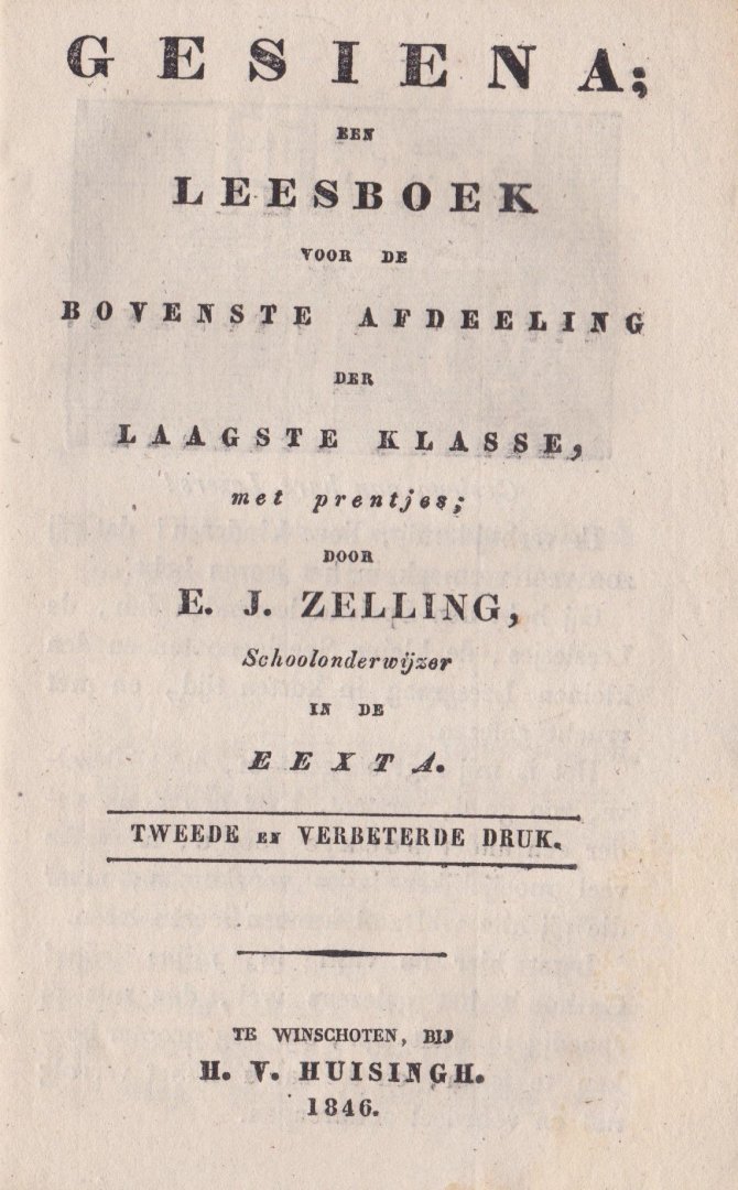 Zelling, E.J. - Gesiena; een leesboek voor de bovenste afdeeling der laagste klassen, met prentjes