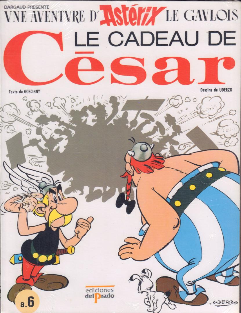 Goscinny / Uderzo - Asterix a.6, Le Cadeau de Cesar, softcover, gave staat (nieuwstaat, nog gesealed) + losse bijlages Jouons Francais + Glossaire Frans - Spaans