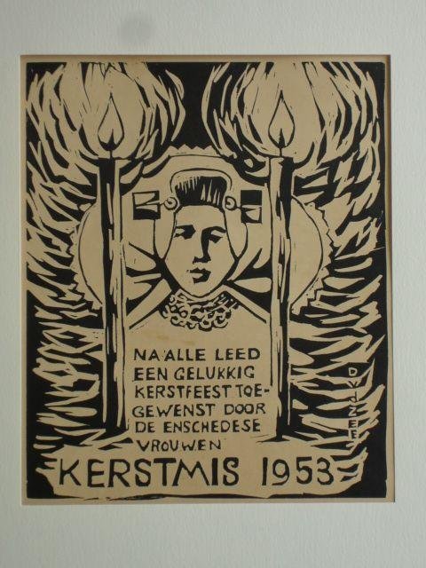 Zee, D.v.d.. - Na alle leed een gelukkig kerstfeest toegewenst door de Enschedese vrouwen. Kerstmis 1953.