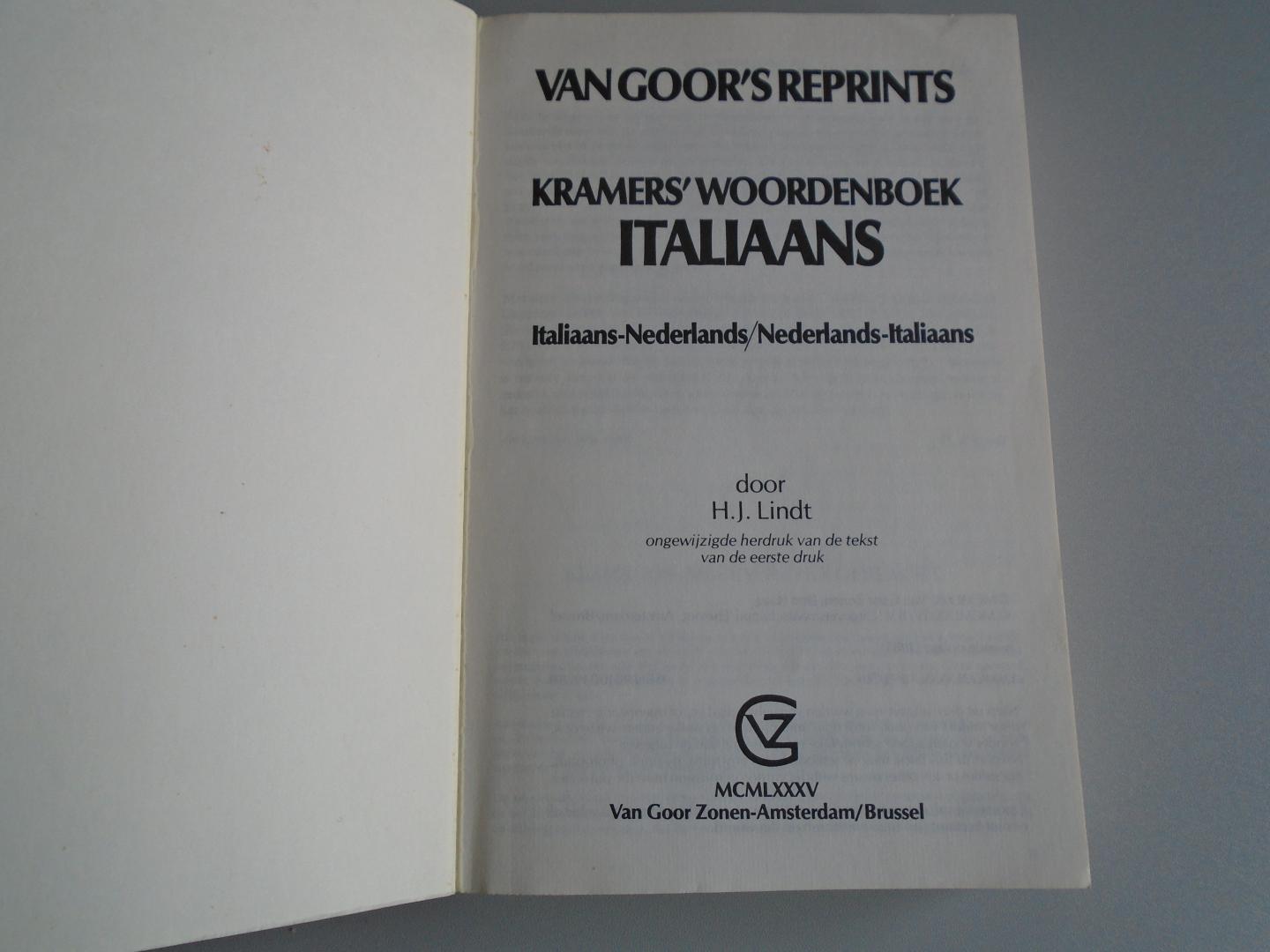 Lindt, H.J. (red.) - Kramers' Woordenboek Italiaans-Nederlands / Nederlands-Italiaans