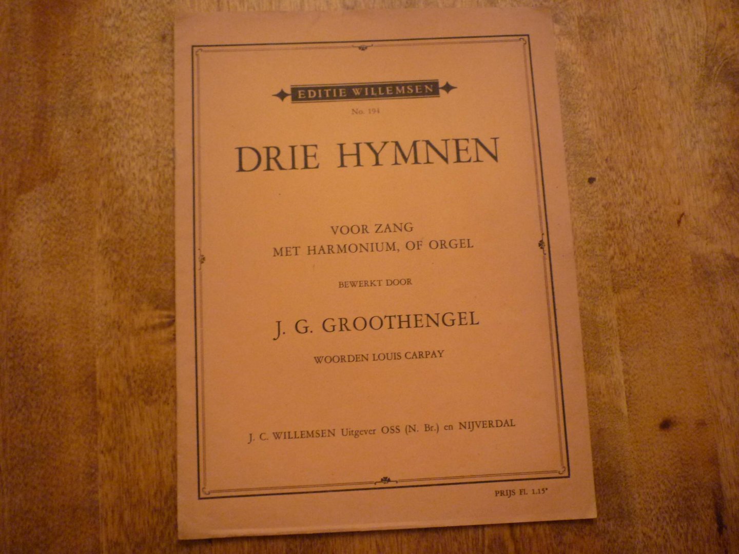 Groothengel; J.G. - Drie Hymnen; voor zang of orgel