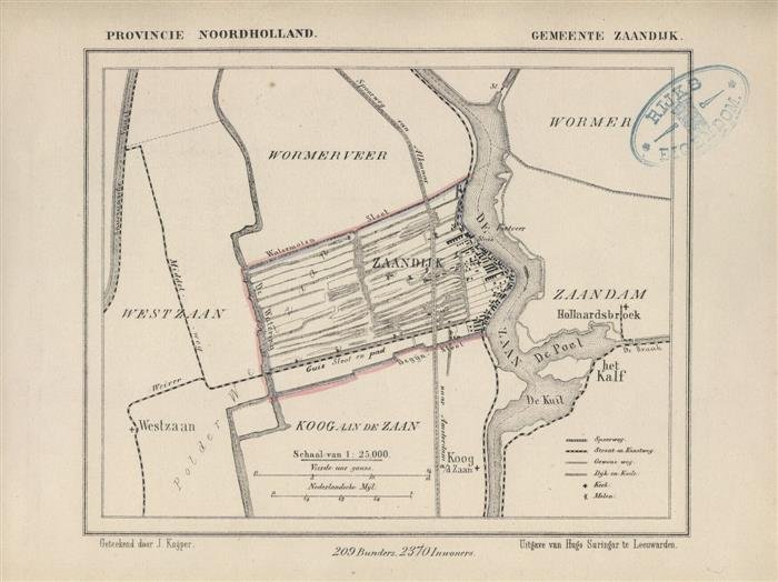 Kuyper Jacob. - Zaandijk.  Map Kuyper Gemeente atlas van Noord Holland