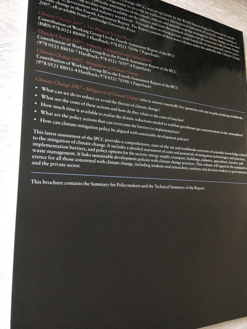 Secretaris General; M. Jarraud - Climate Change 2007, mitigation of Climate change