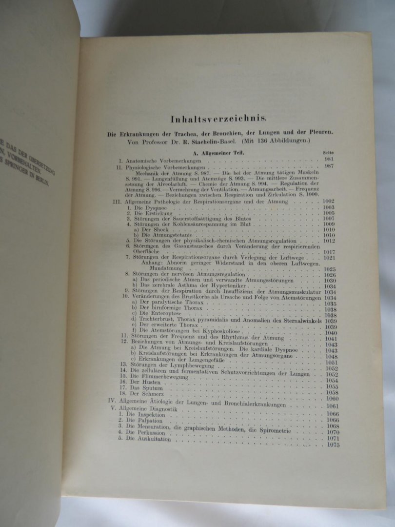 Mohr, Staehelin, Bergmann, Eppinger - Handbuch der inneren Medizin - Zirkulationsorgane, Mediastinum, Zwerchfell, Luftwege, Lungen, Pleura