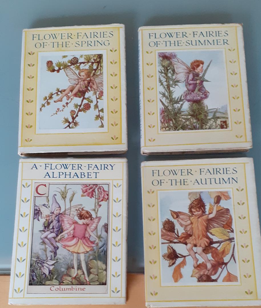 Barker, Cicely Mary (poems and pictures by...) (set van 4 boeken) - Flower Fairies of the Spring/ Flower Fairies of the Summer/ Flower Fairies of the Autumn/ A Flower Fairy Alphabet
