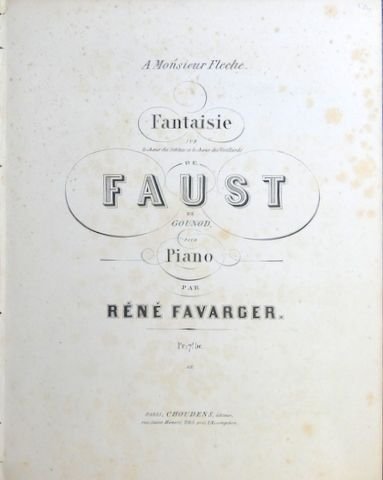 Favarger, René: - Fantaisie sur le choeur des soblats et le choeur des vieillards de Faust de Gounod : pour piano