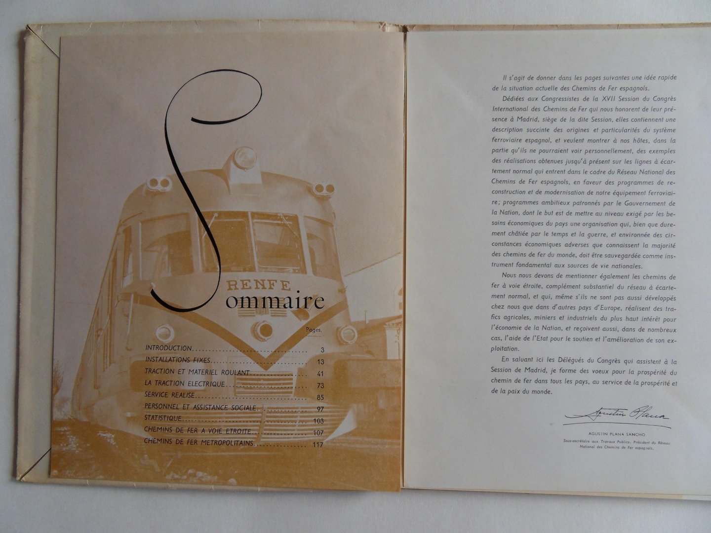 Plana Sancho, Agustin. [ voorwoord ]. - Les Chemins de Fer en Espagne. 1848 - 1958.
