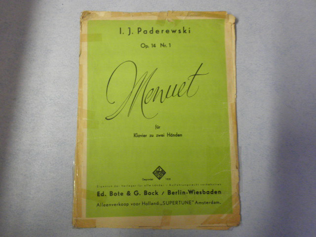 PADEREWSKI, I. J - PADEREWSKI, I. JMenuet fur Klavier zu 2 Handen. Op. 14 nr 1