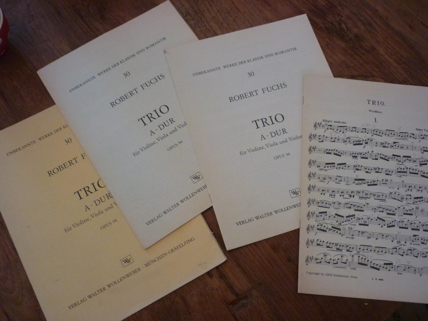 Fuchs; Robert  (1847–1927) - Trio A-Dur Op 94; voor: Viool, altviool, cello (strijktrio)