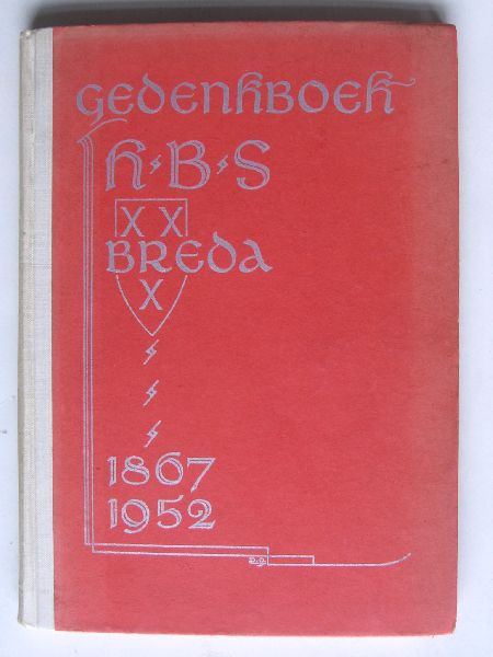 Sinnineghe, Jacques R.W., bandontwerp titelpagina & koptekeningen H.F.D.Oxenaar - Gedenkboek HBS Breda, 1867-1952