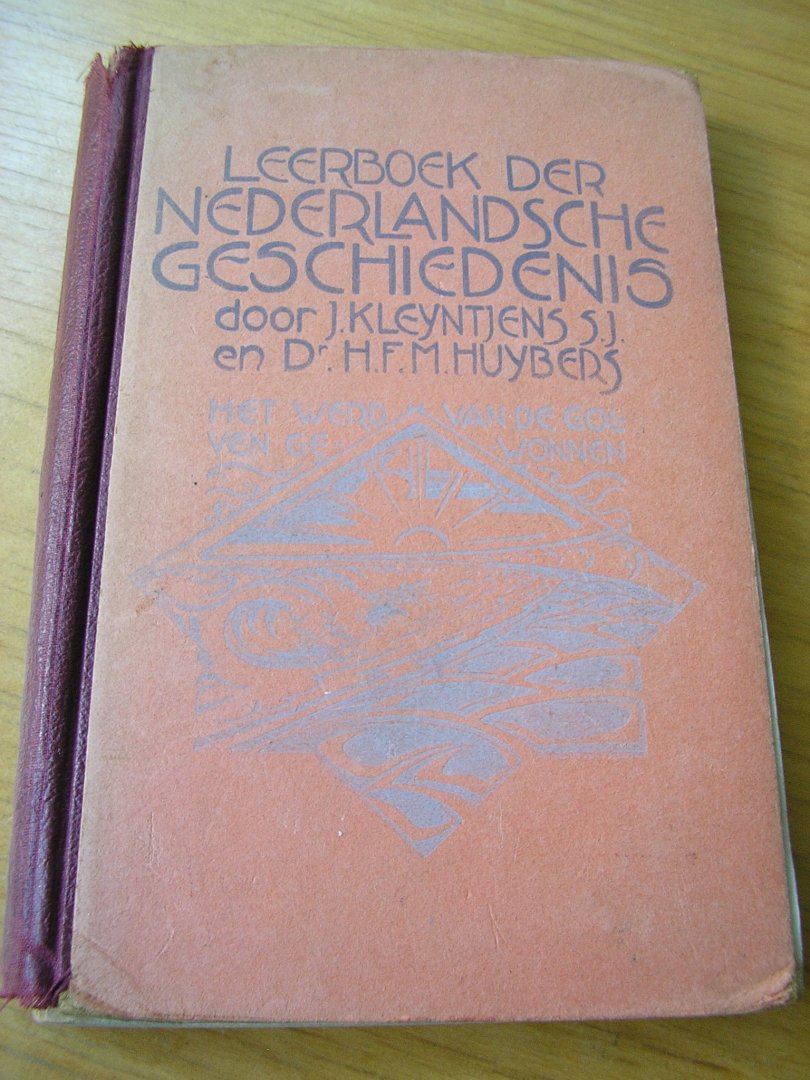 Kleijntjens, S. J. en Dr. H.F.M. Huijbers - Leerboek der Nederlandsche geschiedenis - Het werd van de golven gewonnen Bandtekening Jungendstil