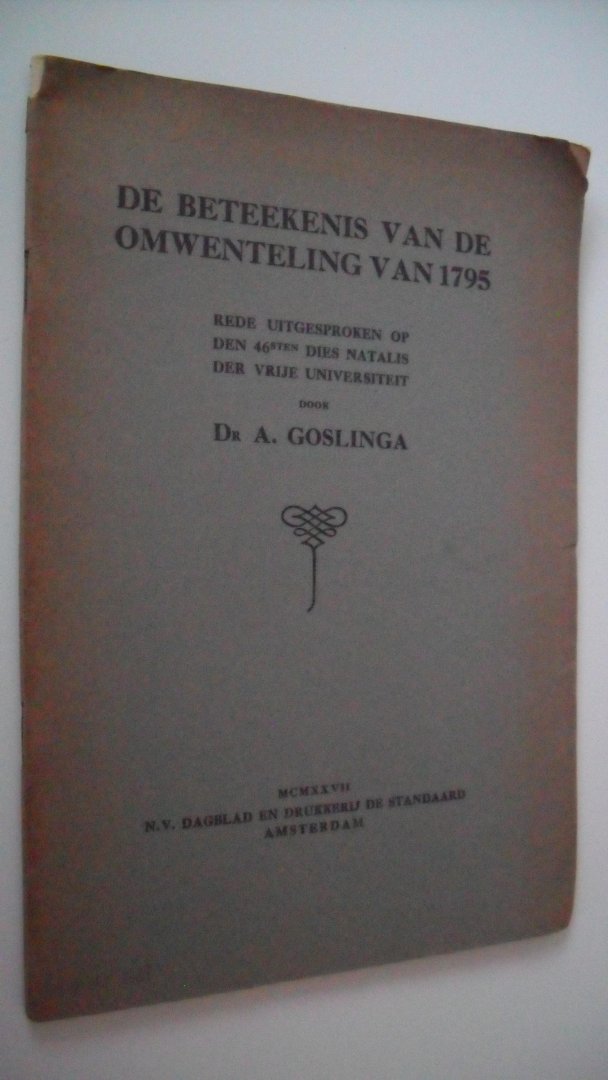 Goslinga Dr. A. - De beteekenis van de omwenteling van 1795